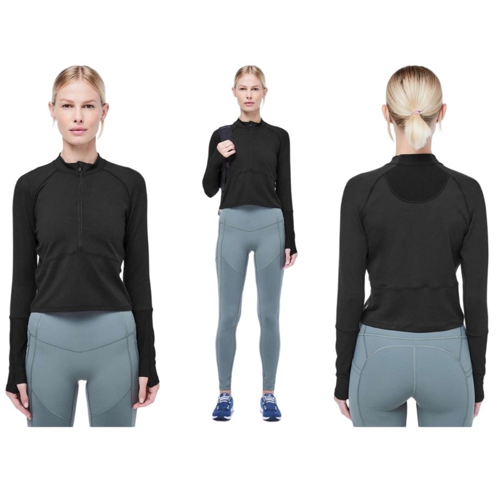 Lululemon Its Rulu Long Sleeve Black Size 10 Pullover 1/2 Zip Cropped Jacket